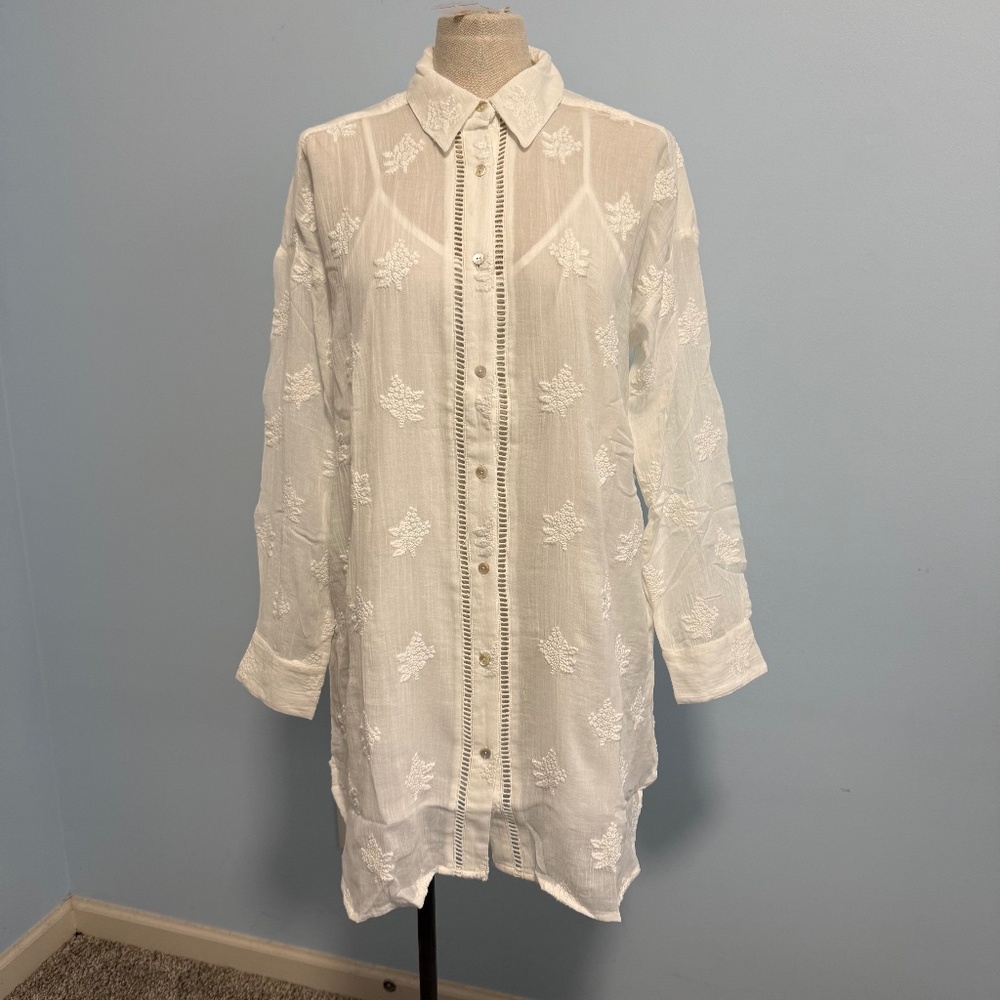Sundance Cloverfield Embroidered White Tunic‎ Size M